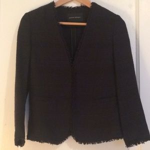 Banana Republic navy frayed edge tweed blazer